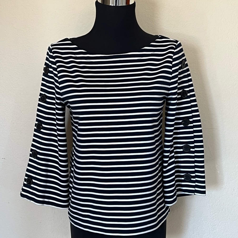 Banana Republic Black and White Striped Blouse